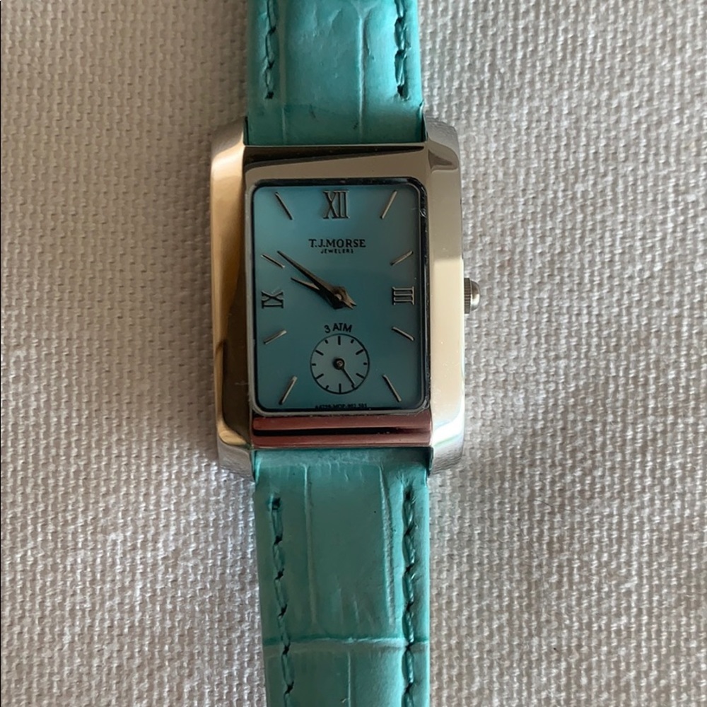 T.J. Morse “Tiffany Blue” leather watch